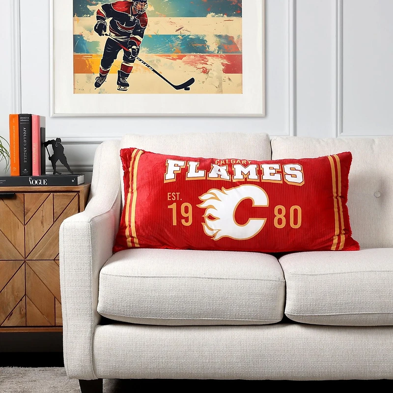 Oreiller de corps des Calgary Flames de la LNH 18po x 36po