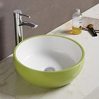American Imaginations 16.14-in. W Above Counter Olive-White Bathroom Vessel Sink For Wall Mount Wall Mount Drilling AI-28378