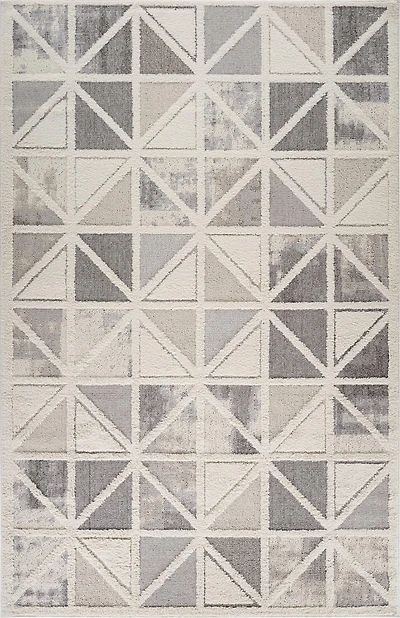 Rug Branch Nimbus Geometric Indoor Area Rug, Cream Grey, Modern - Living Room, Bedroom, Dining Room, and Kitchen