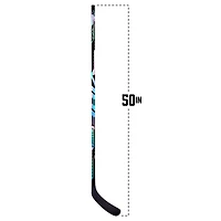 Bâton de hockey sur glace composite VIBE Prism XC2 – Jeunesse 50 po – Courbe droite, point de flexion moyen, flex 20, inclinaison 5 – Design holographique