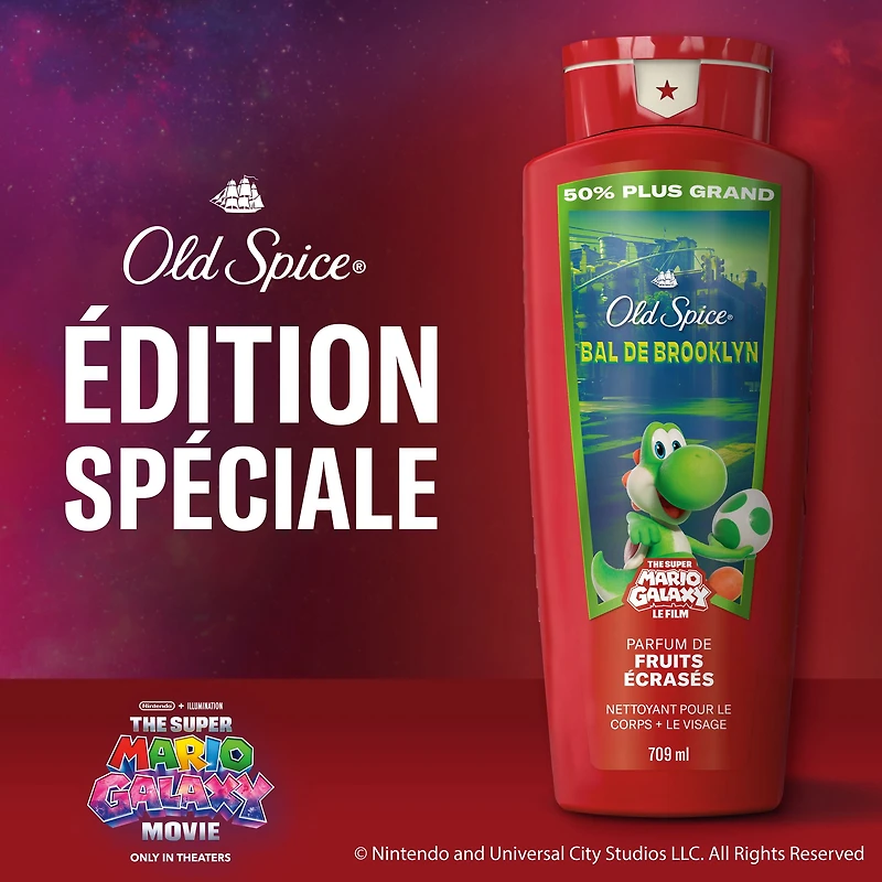 Old Spice Body Wash for Men, Brooklyn Bounce, Scent of Smashed Fruit, Old Spice x The Super Mario Galaxy Movie, 24/7 Shower Fresh