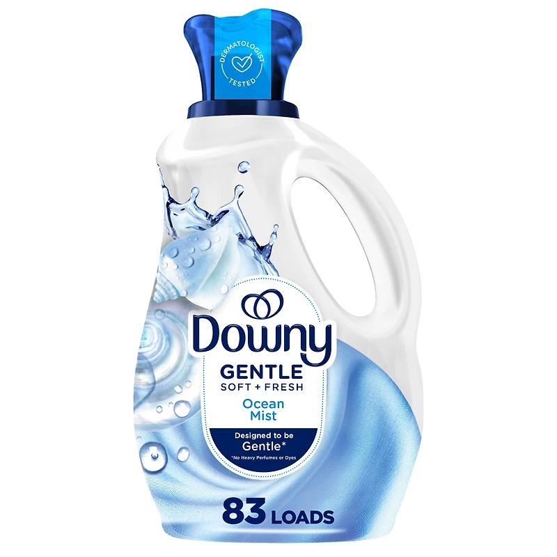Downy Gentle Soft + Fresh Fabric Softener Liquid, Ocean Mist Scent, Liquid Fabric Softener Designed to be Gentle on Skin