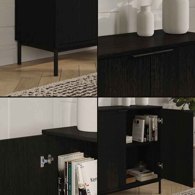 Armoire de rangement Nexera Slim à 2 portes, noire
