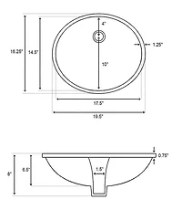 19.5-in. W CUPC Oval Bathroom Undermount Sink Set In White