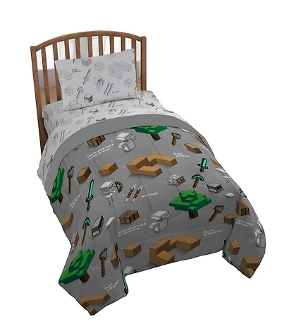 Minecraft 4pc Twin Bed Set and Bonus Tote.