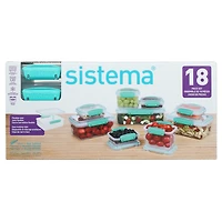Récipients de conservation des aliments Sistema Klip It, collection accents, bleu sarcelle