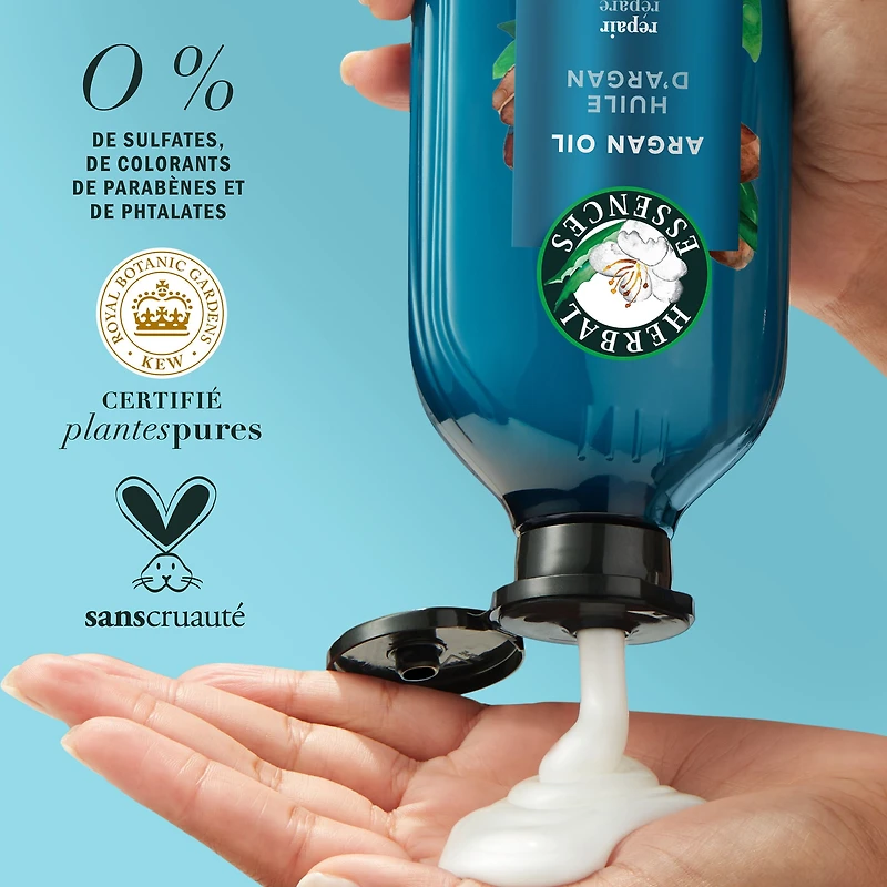 Herbal Essences Argan Oil Paraben Free Shampoo, Hair Repair, with Certified Camellia Oil and Aloe Vera, For All Hair Types, Especially Damaged Hair, 400ML