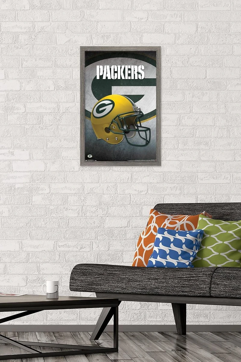 NFL Green Bay Packers - Helmet 16 Wall Poster, 22.375" x 34" Framed