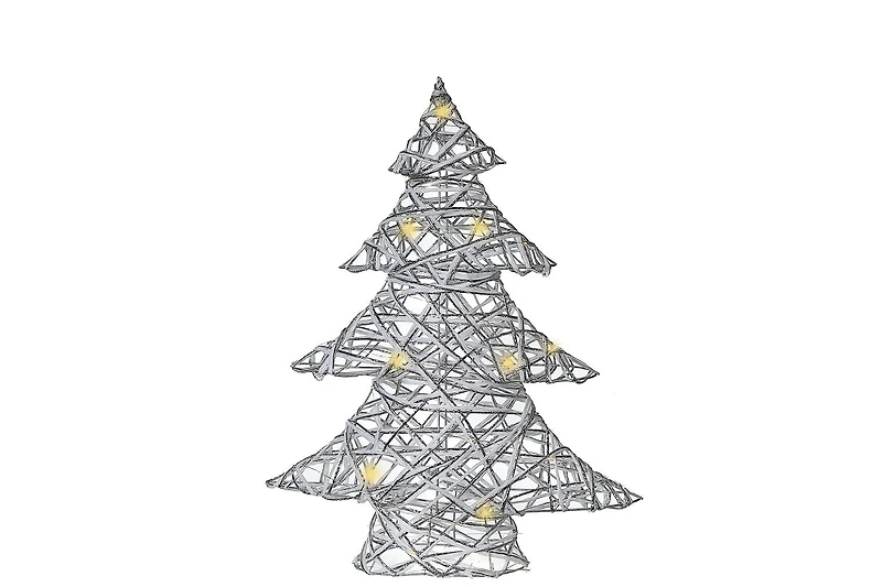Petit Sapin De Noël En Papier Blanc Et Argenté À Led 15,75"