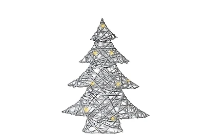 Petit Sapin De Noël En Papier Blanc Et Argenté À Led 15,75"