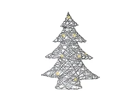 Petit Sapin De Noël En Papier Blanc Et Argenté À Led 15,75"