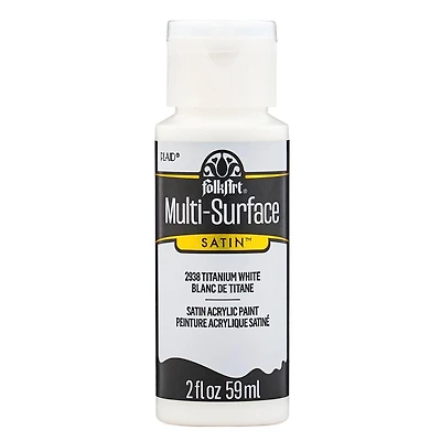 FolkArt Multi-Surface Satin Acrylic Paint, 2 oz., Titanium White, FolkArt Multi-Surface Paint