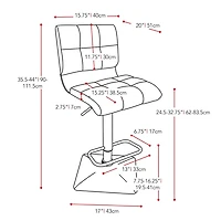 CorLiving Hudson Lot de 2 tabourets de bar carrés pivotants modernes en similicuir à hauteur réglable avec dossier moyen pour l'intérieur