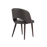 Executive Wood Dining Chair with Gray Leather Upholstery (Set of 4)
