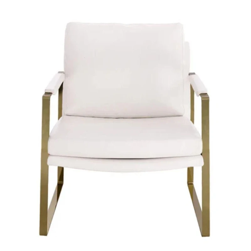 Guaynaa Arm Lounge Chair with brushed metal frame and upholstered in smooth faux leather
