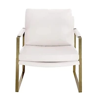 Guaynaa Arm Lounge Chair with brushed metal frame and upholstered in smooth faux leather