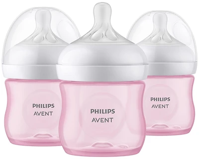 Biberon Philips Avent Natural avec tétine Natural Response, rose, 4 oz, paquet de 3, SCY900 / 13 Biberon Philips Avent 4 oz, paquet de 3