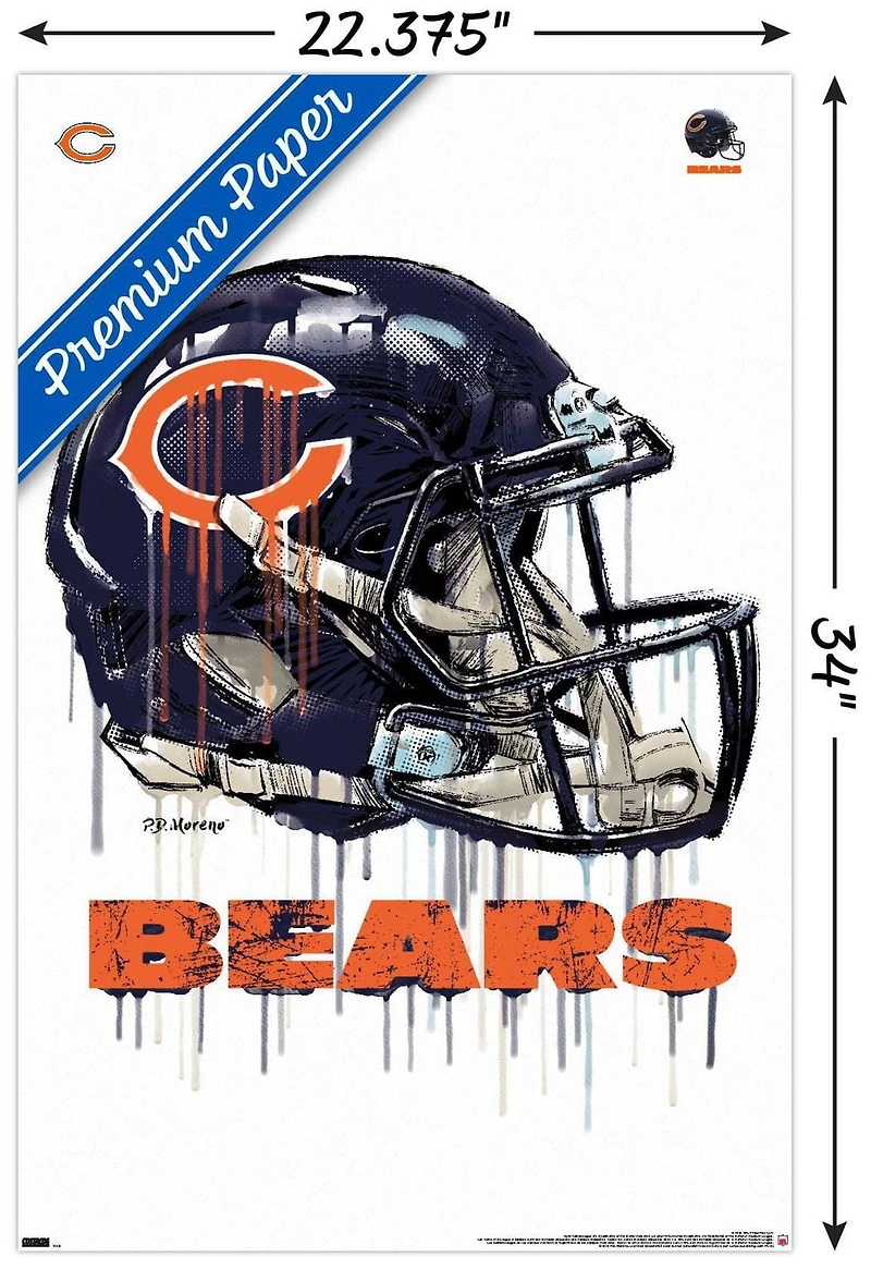 NFL Chicago Bears - Drip Helmet 20 Wall Poster, 22.375" x 34"