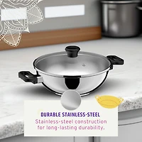 Maharaja Stainless Steel Karahi with lid 26cm, 26cm