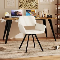 Lot de 2 chaises de bureau rembourrées Homy Casa avec base pivotante et accoudoirs pour bureau à domicile moderne, tissu beige