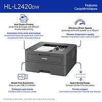 Brother Wireless HL-L2420DW Compact Monochrome Laser Printer, Duplex and Mobile Printing, Refresh Subscription Eligible