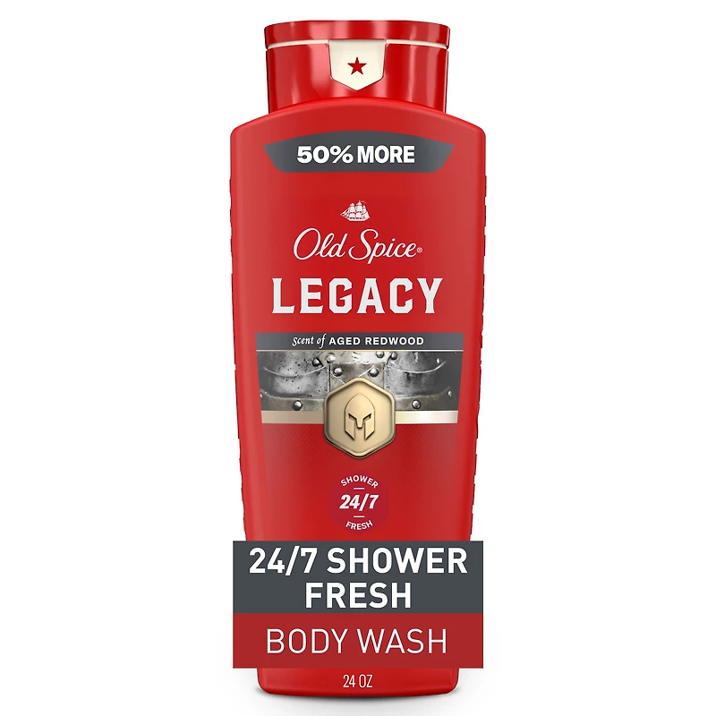 Nettoyant pour le corps Old Spice Collection Rouge pour hommes, parfum Legacy, propreté rafraîchissante, formule hydratante, parfum longue durée