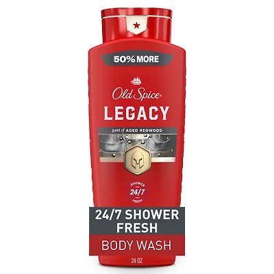 Nettoyant pour le corps Old Spice Collection Rouge pour hommes, parfum Legacy, propreté rafraîchissante, formule hydratante, parfum longue durée