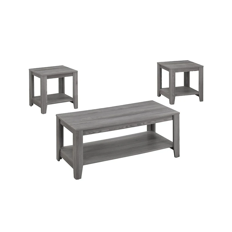 Monarch Specialties Table Set, 3pcs Set, Coffee, End, Side, Accent, Living Room, Laminate, Grey, Transitional