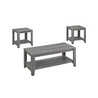 Monarch Specialties Table Set, 3pcs Set, Coffee, End, Side, Accent, Living Room, Laminate, Grey, Transitional