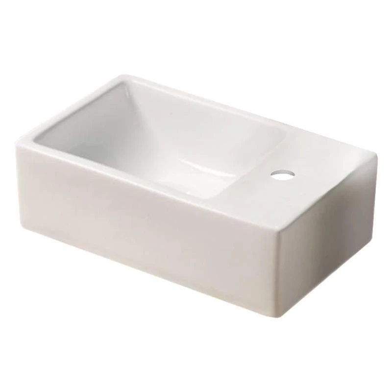 American Imaginations 11.6-in. W Above Counter White Bathroom Vessel Sink For 1 Hole Right Drilling AI-28155