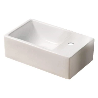 American Imaginations 11.6-in. W Above Counter White Bathroom Vessel Sink For 1 Hole Right Drilling AI-28155