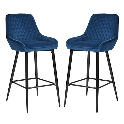 Homylin Ensemble de deux tabourets de bar modernes de hauteur de comptoir, 29", avec sièges rembourrés et dossiers, pieds en métal noir et repose-pieds, parfaits pour le bar à domicile et l'îlot de cu