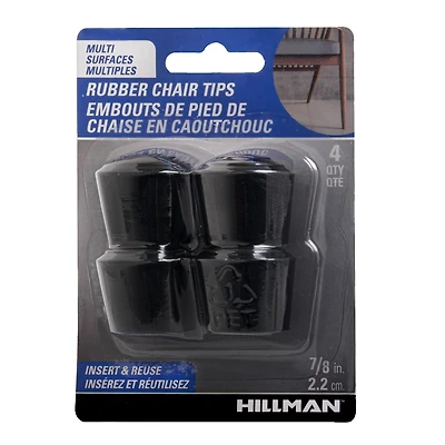 EMBOUT DE CHAISE EN CAOUTCHOUC 7/8 "NOIR 4PC EMBOUT DE CHAISE 7/8 NOIR 4P