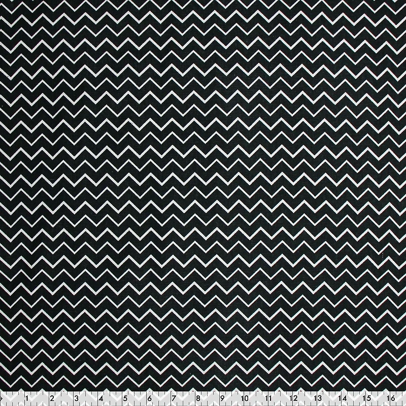 Fabric Creations Black Zigzag Canvas Pre-Cut Fabric - 42" x 72" / 1.1 m x 1.8 m