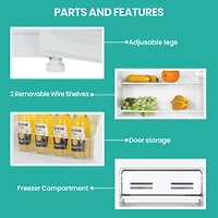 Koolatron 3.2 cu.ft. Compact Fridge with Freezer, White, Space-Saving Fridge for Dorms & Apartments
