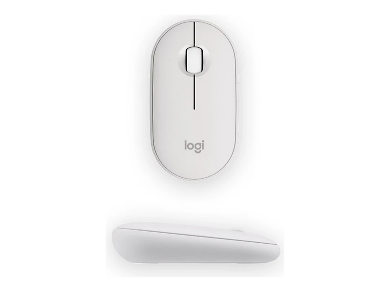 Logitech Pebble Mouse 2 M350s fine sans fil Bluetooth, portable, légère, boutons personnalisables - Blanc