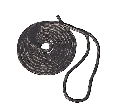 Premium Double Braid Nylon Dock Line with Eye Splice,  1/2" x 25' Boat Rope Docking Line,Black Mooring Rope Dockline for Boat Kayak
