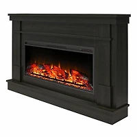 Ameriwood Home Elmcroft Wide Mantel with Linear Electric Fireplace, Rustic Gray