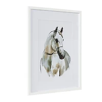 Hometrends White Horse Art Framed and Matted