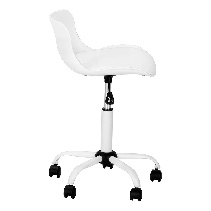 Monarch Specialties Chaise De Bureau, Hauteur Ajustable, Pivotant, Ergonomique, Bureau, Travail, Juvénile, Métal, Pu D'aspect Cuir, Blanc, Contemporain, Moderne
