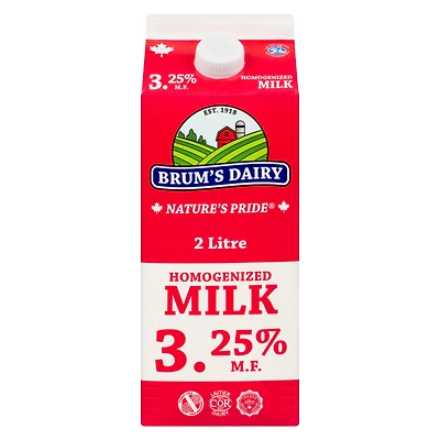 Brum's 3.25% M.F Homogenized Milk.