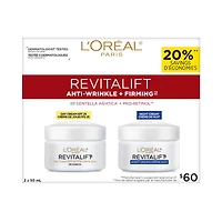 L'Oreal Paris Revitalift Anti-Wrinkle + Firming Crèmes Jour et Nuit avec Pro-Retinol et Centella Asiatica, 2x50 mL