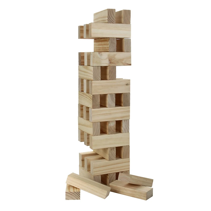 Hathaway Block Out Wood Stacking, Collapsing Game with Rip-Resistant Bag, 54 Handcrafted Pine Blocks