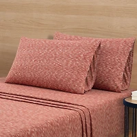 Parure de lit Mainstays en jersey extra doux pour adulte, très grand lit, craquelé Red Canyon, 4 pièces Ensemble de draps en coton Jersey