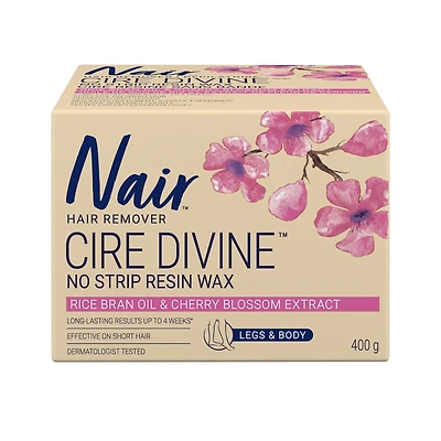Nair Cire Divine Microwave Resin Wax for Legs & Body with Japanese Cherry Blossom and Rice Bran Oil