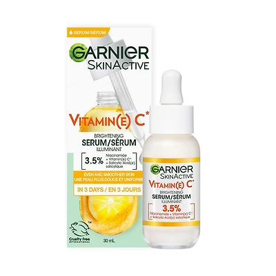 Garnier Sérum pour le visage à la vitamine C avec acide salicylique + niacinamide pour une peau éclatante et éclatante, pour tous les types de peau, 30 ml Sérum éclaircissant pour le visage 30ml