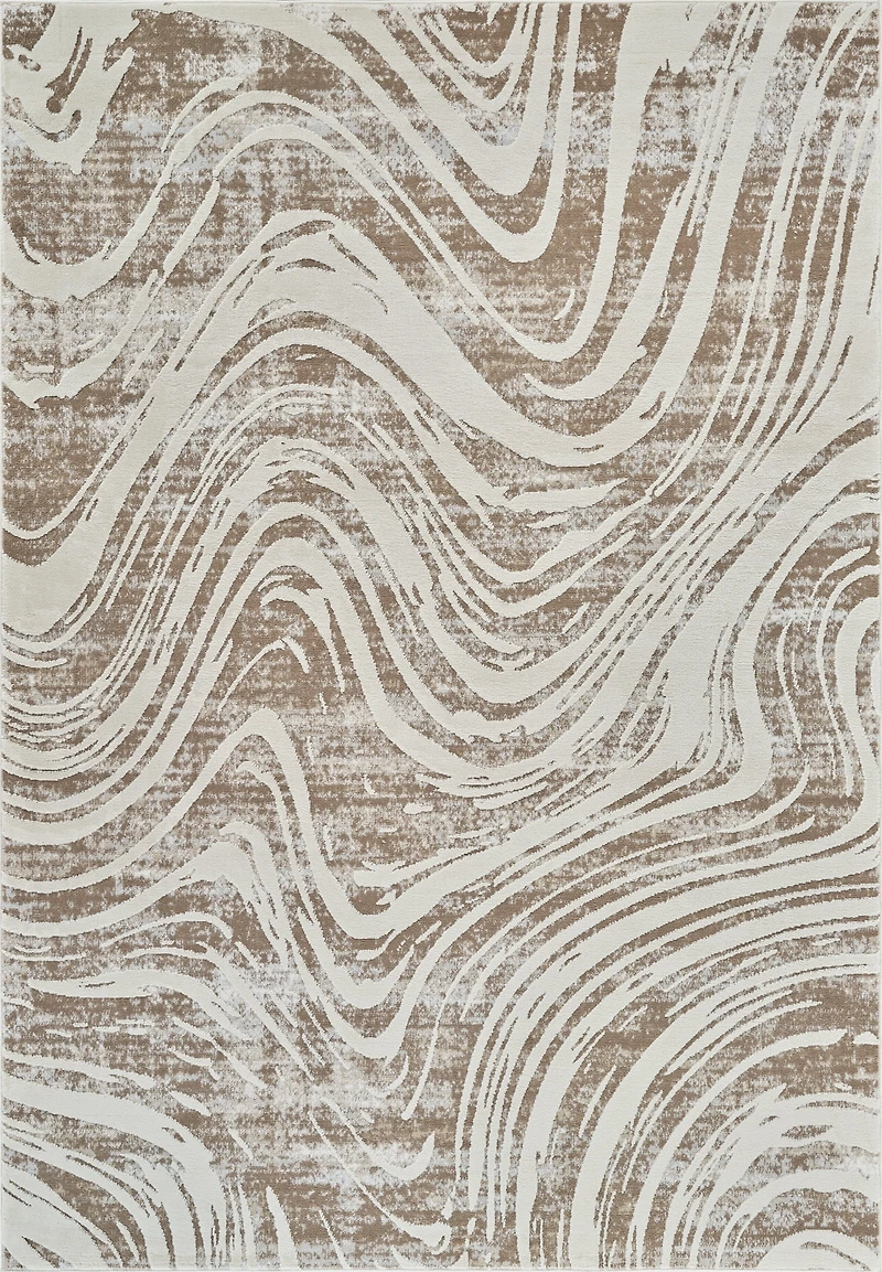Tapis d'interieur abstrait Rug Branch Nomad, beige marron, cotier - Salon, chambre, salle a manger et cuisine
