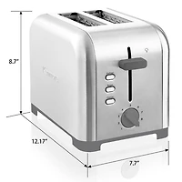 Kenmore 2-Slice Stainless Steel Toaster, Silver & Grey, Extra Wide Slots, Bagel & Defrost Functions