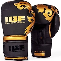 Gants de boxe serie thaï d'IBF - 14 once. - Noir et dorées