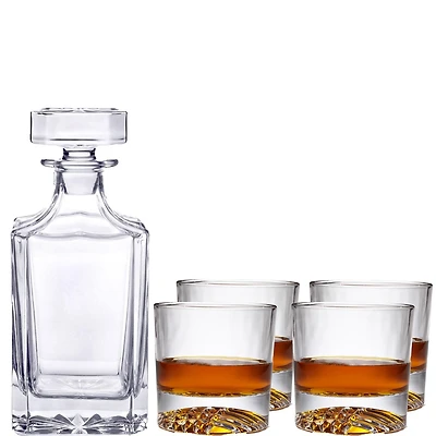 Ensemble à whisky classique 5 pièces, carafe et 4 verres à whisky